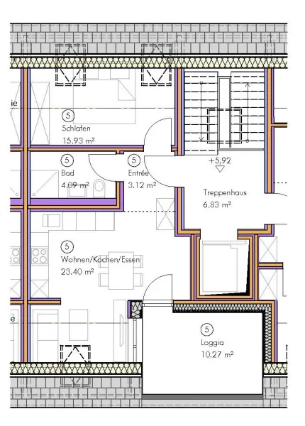 Grundrissplan Wohnung Nr. 5