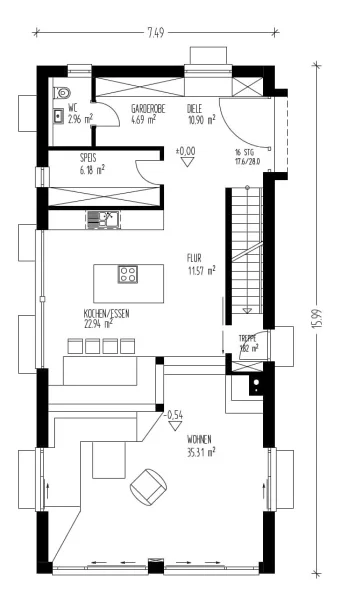 Grundrissplan Erdgeschoss