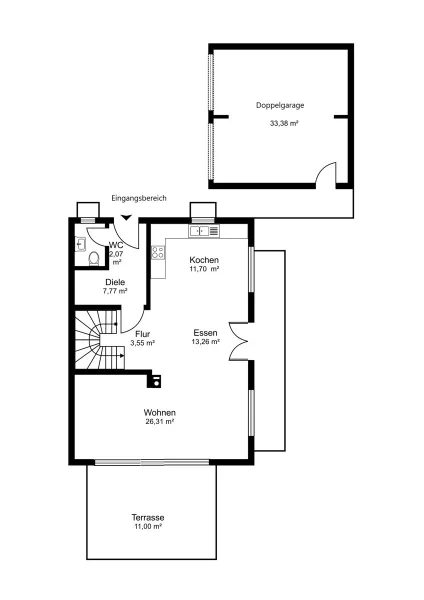 Grundrissplan Erdgeschoss mit Garage