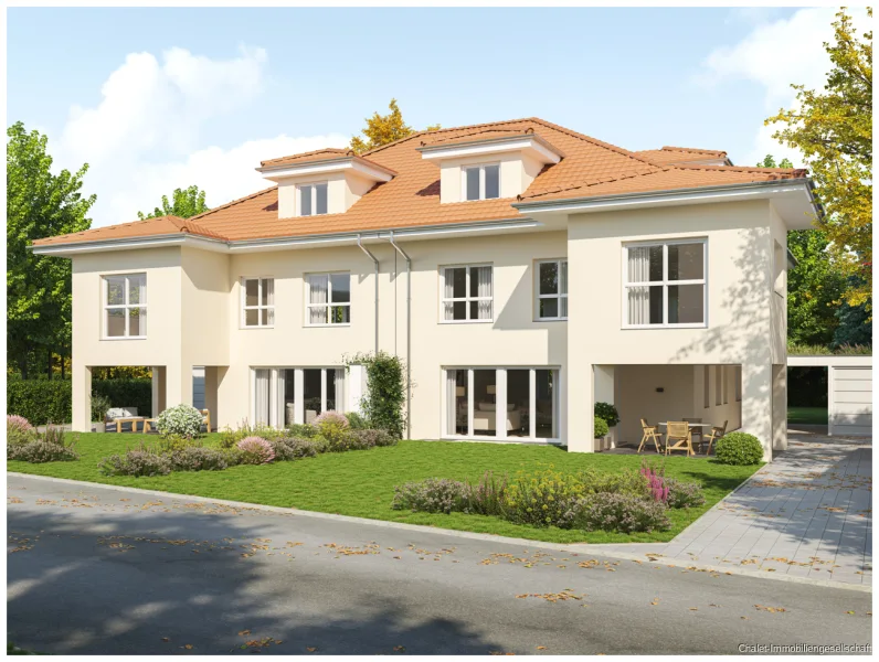 Mögliche Westansicht - Haus kaufen in Straßlach-Dingharting - Neubau Doppelhaus-Villa in Straßlach nach KFW 40 Standard
