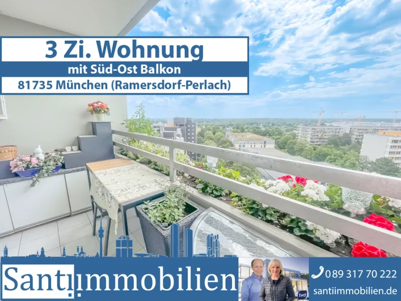 3-Zimmer-Wohnung-Verkauf-Perlach-Balkon - Wohnung kaufen in München - 3 Zimmer Wohnung mit Balkonblick in die Berge