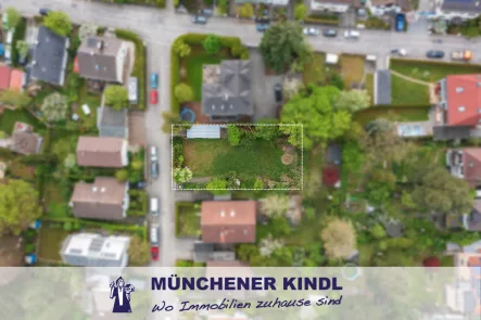 Luftaufnahme (Visualisierung) - Grundstück kaufen in München - + + RUHIGES GRUNDSTÜCK IN TOPLAGE VON OBERSENDLING + +