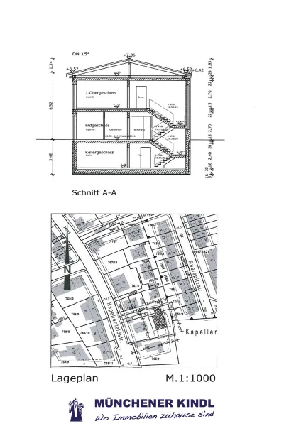 Schnitt und Lageplan