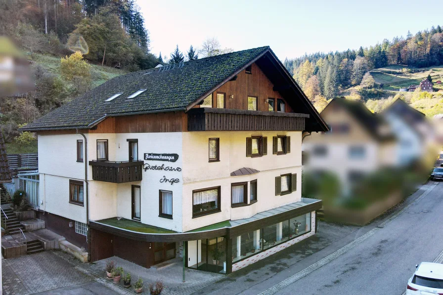 Außenansicht - Haus kaufen in Baiersbronn - Gepflegtes Wohn- und Geschäftshaus in idyllischer Lage am Nationalpark im Schwarzwald