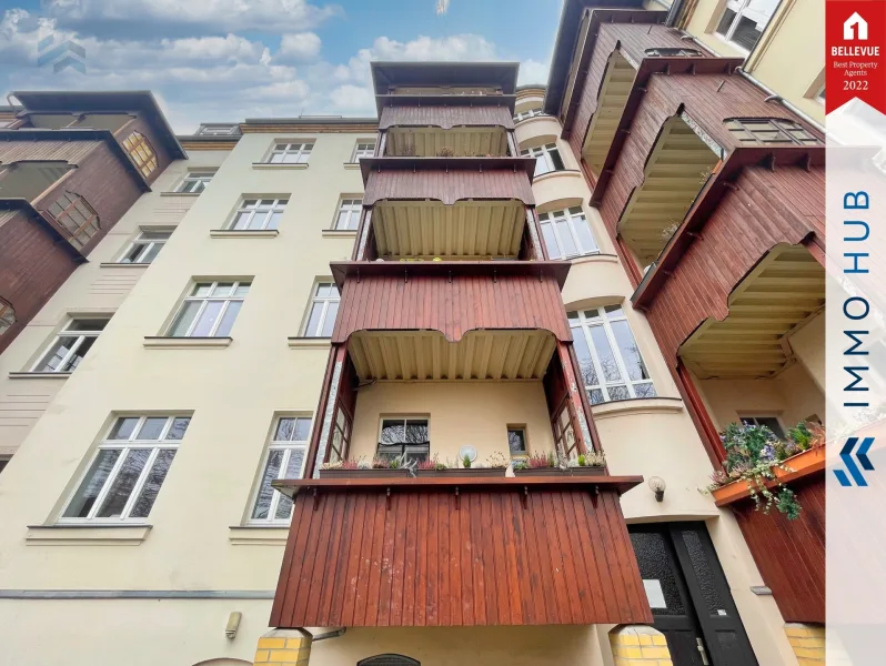Hausansicht Rückseite - Wohnung kaufen in Leipzig - ++ Charmante 3-Zimmer-Wohnung mit Balkon und idyllischem Innenhofblick im Leipziger Westen ++