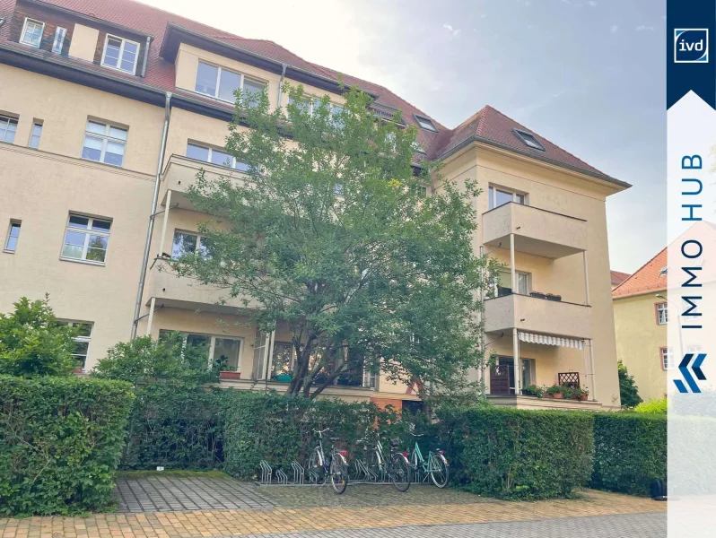 Rückansicht - Wohnung kaufen in Leipzig - ++ Vermietete 3-Zimmer-Wohnung mit Südbalkon und Weitblick über den Mariannenpark ++