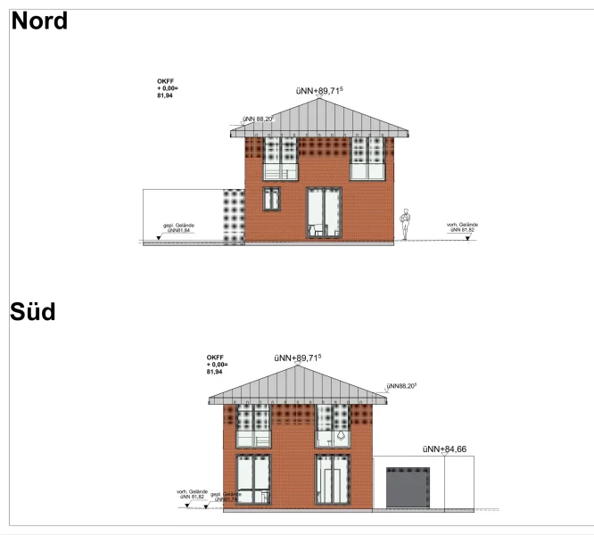 Nord_Süd_Ansicht - Haus kaufen in Erkelenz - Provisionsfreies Einfamilienhaus in Erkelenz Neubau mit großer Garage & effizienter PV-Anlage!