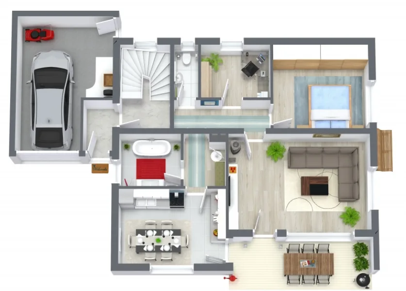 Oberwösse - Erdgeschoss - 3D Floor Plan