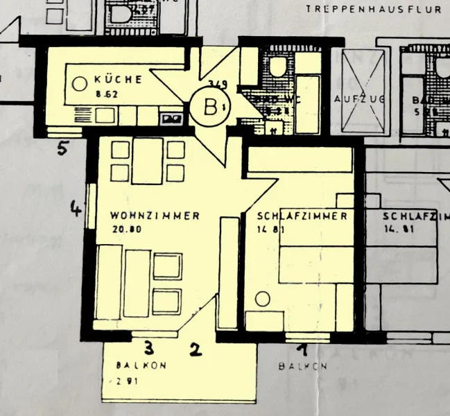 Grundriss - 2 ZKB Wohnung