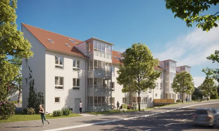 Vorderansicht MFH - Wohnung kaufen in Oberasbach - 2-Zimmer-Wohnung Neubau Bibert living in Oberasbach