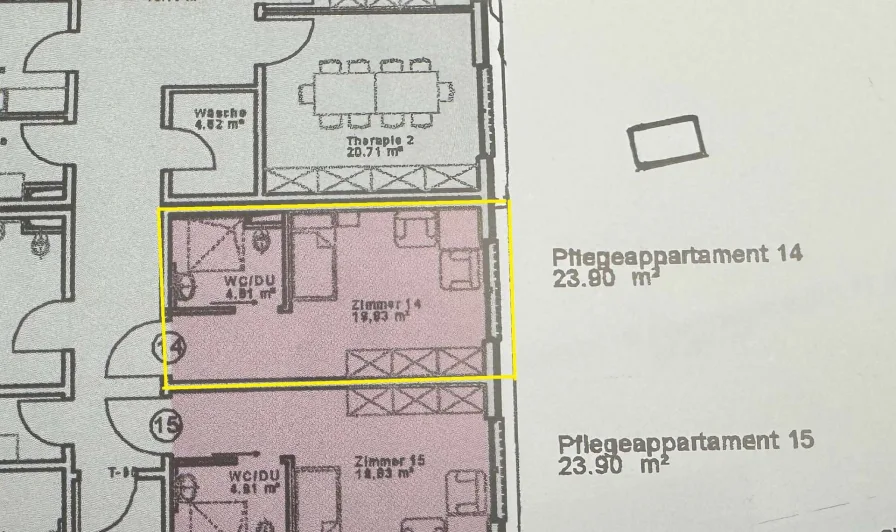 Grundriss - Wohnung kaufen in Nürnberg - Pflegeappartement direkt am Stadtpark - ihre Kapitalanlage!