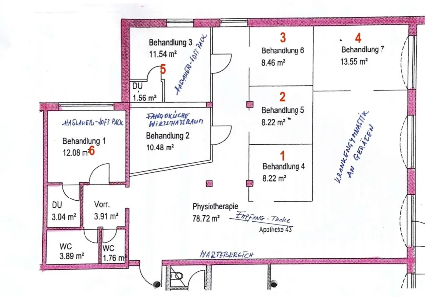 Grundriss mit Nummern nach Bildern