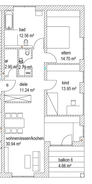 Grundriss WE 6