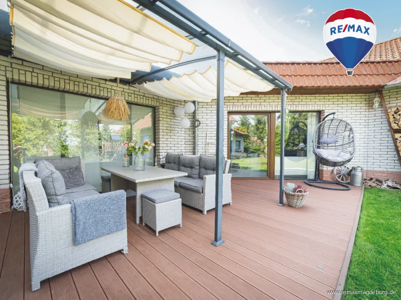 Terrasse - Haus kaufen in Wanzleben-Börde OT Blumenberg - Viel Platz & toller Ausblick inklusive!