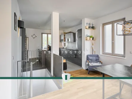 Küche und Wohnzimmer - Wohnung kaufen in Berlin - Hochwertige Neubauwohnung mit privatem Garten im Berliner Norden