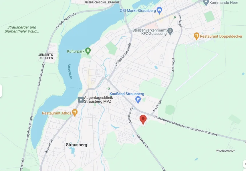 Microlage Quelle: Googlemaps - Grundstück kaufen in Strausberg - Grundstück in Top-Lage für eine Doppelhaushäfte