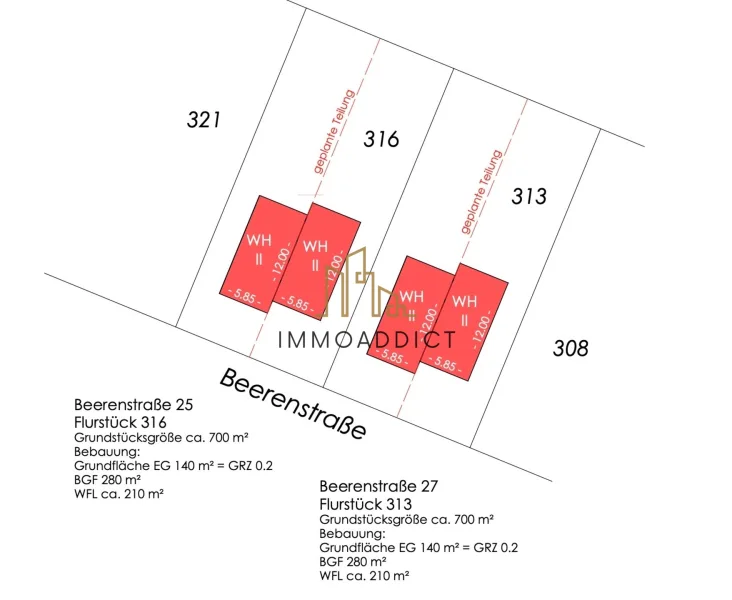 Mögliche Bebauung - Grundstück kaufen in Strausberg - 2-Fach bebaubares Grundstück in Top Lage - Ruhig und zentral
