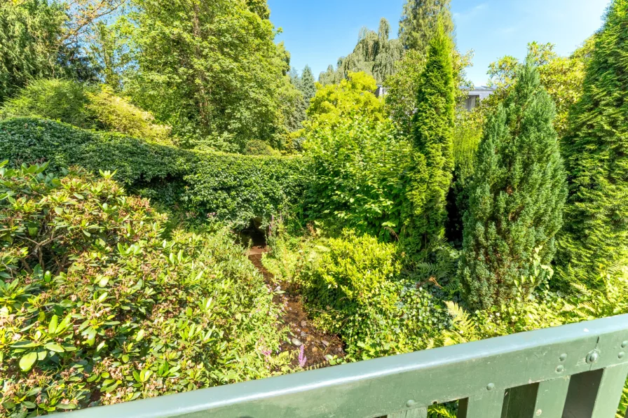 Blick von der Brücke auf den Bachlauf