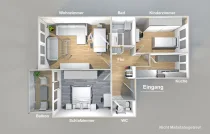 3D Grundriss - 3 Zimmer Wohnung in Senden