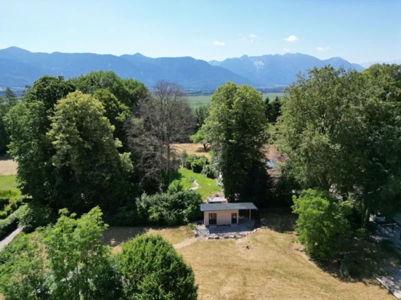  Vogelperspektive - Grundstück kaufen in Murnau - Murnau - traumhaftes Baugrundstück für ein großes Doppelhaus