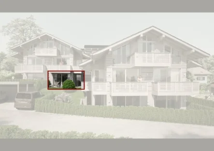 Ansicht - Wohnung kaufen in Murnau am Staffelsee - NEUBAUPROJEKT: ´Münter Ensemble` - Haus Münter - Erdgeschosswohnung mit Terrasse und Garten