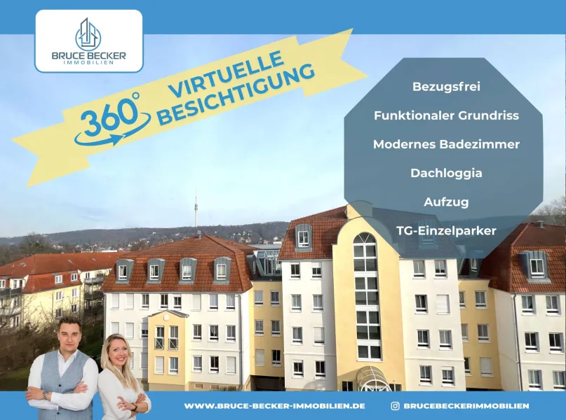 Mit Weitblick - BBI 4996 - Wohnung mieten in Dresden - Mit Weitblick - Großzügig geschnittene 2-Zimmer-Dachgeschosswohnung mit Dachloggia