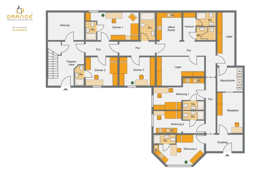 Grundriss, Erdgeschoss mit bereits eingeplanten 3 Wohnungen | Baugenehmigung und Angebot von Handwerkern liegt vor, um mit dem Bau zu beginnen!