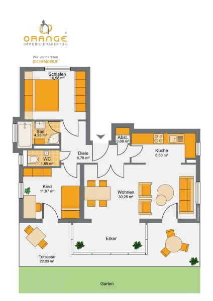 Grundriss Gartenwohnung