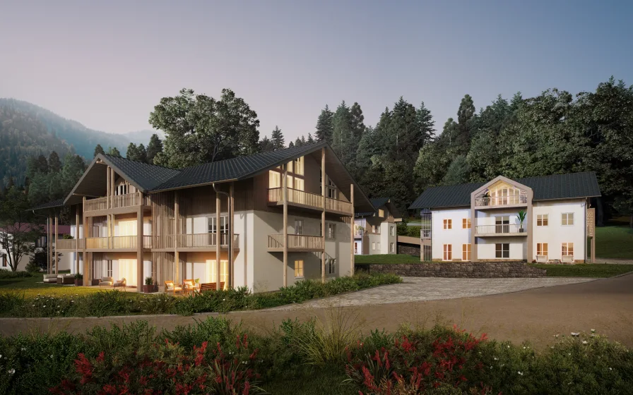 Außenvisualisierung 4 - Wohnung kaufen in Schönau am Königssee - *** KfW 40 NH mit QNG & Förderung - Modern Wohnen umgeben von Bergen ***