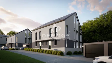 Außenvisualisierung Seitlich - Haus kaufen in Donaustauf - Modern Designtes Doppelhaus in KFW 40 Bauweise