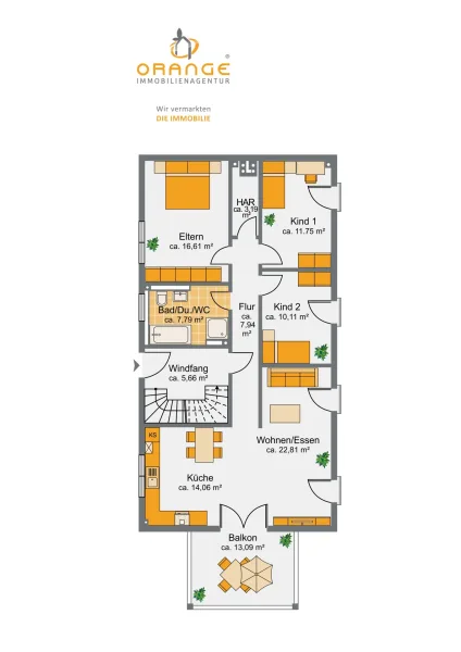 Grundriss - Wohnung kaufen in Heidenheim an der Brenz / Schnaitheim - *** PROVISIONSFREI **** 4,5-Zi.-Wohnung * Neubau * mit Balkon und PKW-Stellplatz