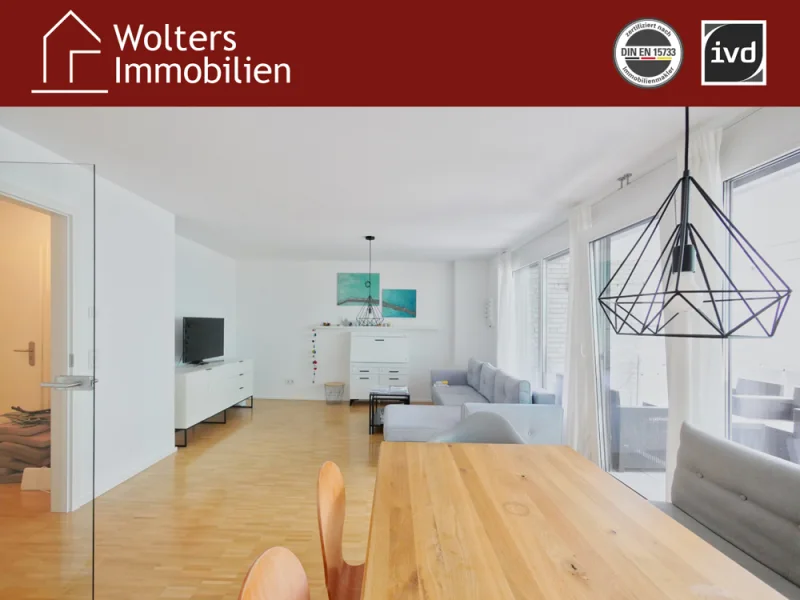 Wohn-/Esszimmer - Wohnung mieten in Gütersloh - Helle Stadtwohnung mit großem überdachten Balkon!