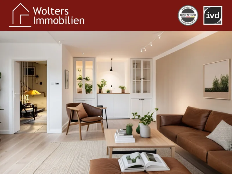 Wohnzimmer  (Beispielmöblierung) - Haus kaufen in Gütersloh / Kattenstroth - Gemütliches Reihenhaus im Orionweg in GT-Kattenstroth