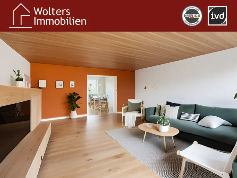 Wohn-/Esszimmer (Beispielmöblierung) - Wohnung mieten in Gütersloh - Gemütliche 3-Zimmerwohnung mit Balkon in GT-Avenwedde!