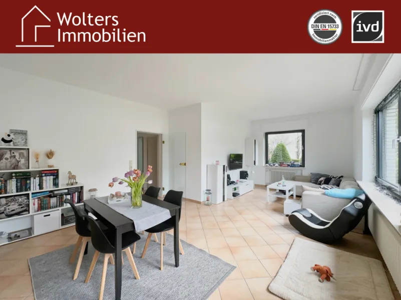 Wohn-/Esszimmer - Wohnung kaufen in Gütersloh / Sundern - Gemütliche 2-Zimmer Erdgeschosswohnung mit großem Garten und angrenzender Praxiseinheit!