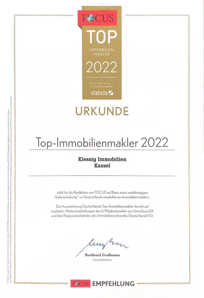 Urkunde TOP Immobilienmakler