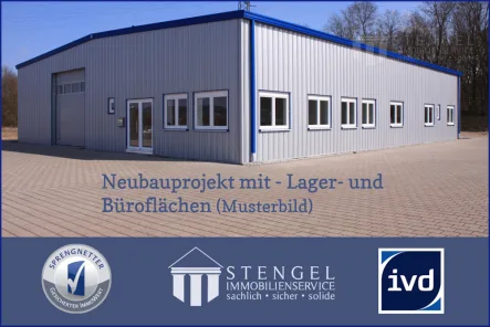 Neubau- Lager- und Büroflächen Musterbild - Halle/Lager/Produktion mieten in Wolpertswende / Mochenwangen - Flexible Lager- und Büroflächen mit Gestaltungsfreiheit – Ihr neuer Standort in Wolpertswende