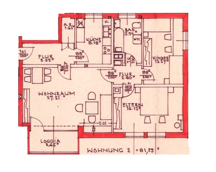 Grundriss Whg. 23 - Wohnung kaufen in Straubing - Geräumige 3 Zimmer Wohnung mit Fernblick in Straubing zum Schnäppchenpreis l Wohnung Straubing