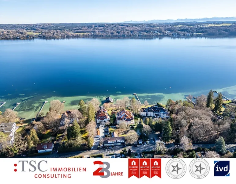 Ansicht von oben - Grundstück kaufen in Starnberg - Premiumlage in Starnberg | Baugrundstück für eine Villa mit Seezugang