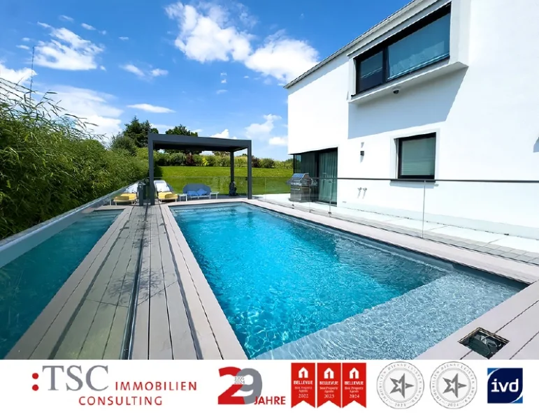 Ansicht I - Haus mieten in Starnberg - Starnberg-Söcking | Luxuriöses Neubau-Einfamilienhaus mit Outdoor-Pool und Energieeffizienz A+