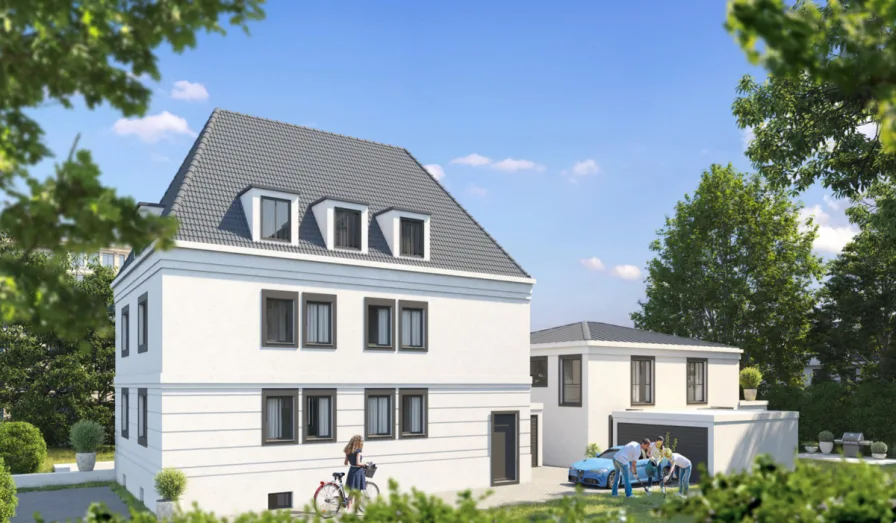 Ansicht Nordost - Wohnung kaufen in Augsburg / Göggingen - NEW CLASSIC 2 ZKB Soutterain-Terrassen-Wohnung mit 71 m²