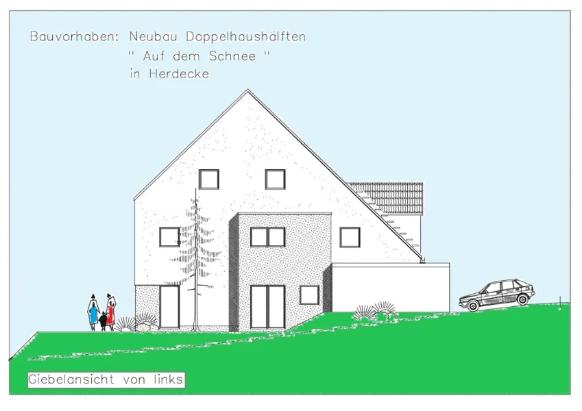 Giebelansicht links - Haus kaufen in Herdecke - ! noch 1 frei ! Doppelhaushälfte mit phantastischer Fernsicht !