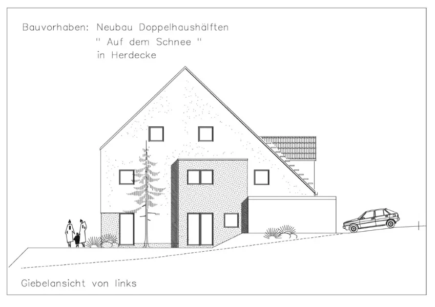 Giebelansicht von links - Haus kaufen in Herdecke - ! noch 1 frei ! Doppelhaushälfte mit phantastischer Fernsicht !