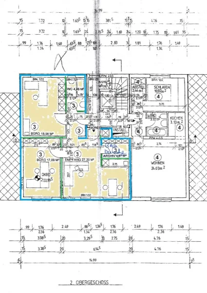 Grundriss - Büro/Praxis mieten in Schwerte - Gut geschnitte Bürofläche mit Fussbodenheizung und 2 Stellplätzen