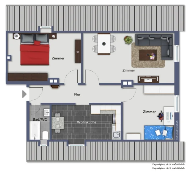 Grundriss - Wohnung kaufen in Karlsfeld - Kapitalanleger oder Selbstnutzer! Tolle 3-Zimmer Wohnung in direkter S-Bahn Nähe von Karlsfeld