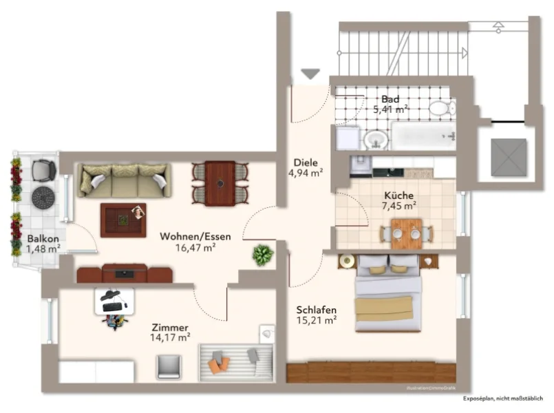 Grundriss - Wohnung kaufen in München - Zuverlässig vermietete 3-Zimmer Wohnung in München - Schwabing