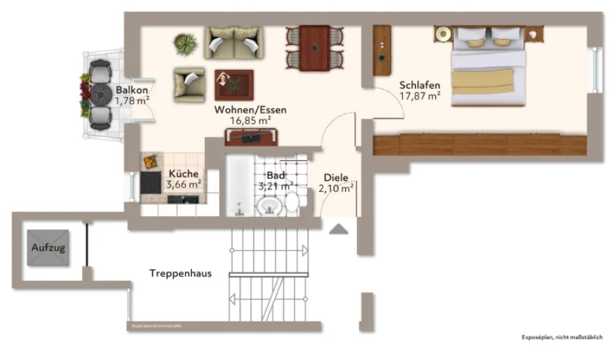 Grundriss - Wohnung kaufen in München - Klasse 2-Zimmer Wohnung in München / Schwabing zu verkaufen!