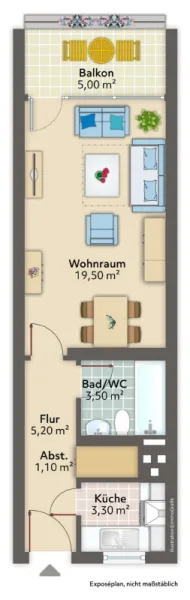 Grundriss - Wohnung kaufen in München - Klasse 1-Zimmer Wohnung in München - Hamburger Straße zu verkaufen!