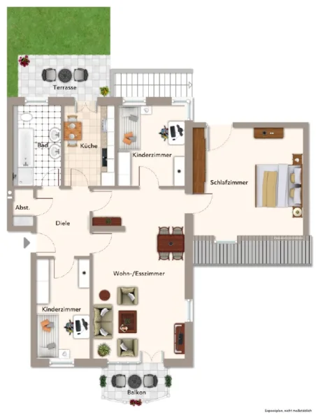 Grundriss - Wohnung kaufen in Schwabhausen - Traumhafte 4-Zimmer Wohnung mit eigenem Garten und Balkon in Schwabhausen / Oberroth