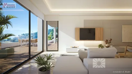Blick zur Terrasse - Wohnung kaufen in Pedreguer - Exklusive Wohnung in der Nähe des Golfplatzes La Sella in Denia